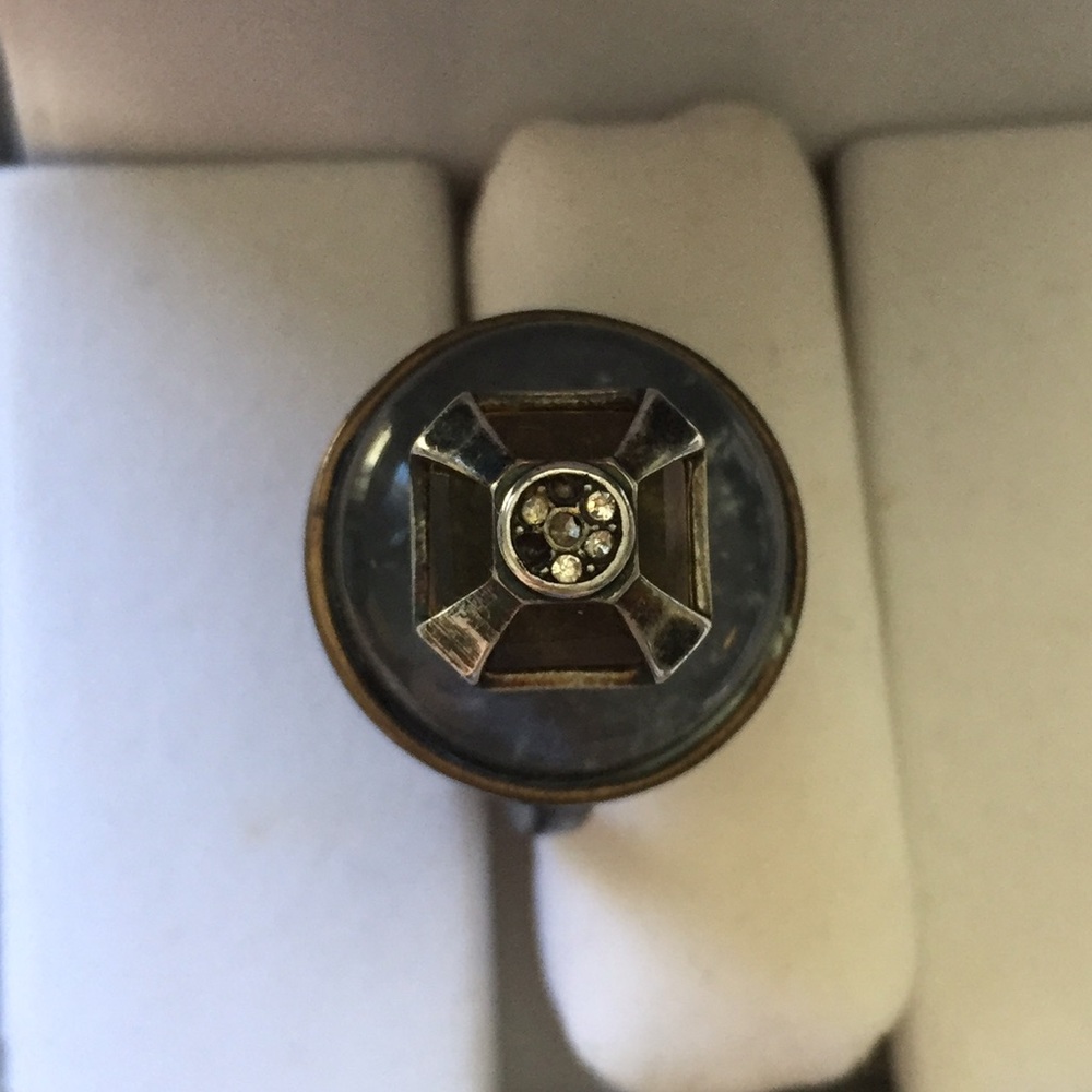 Allsaints Silver and Black Ring Sz 8-8.5
